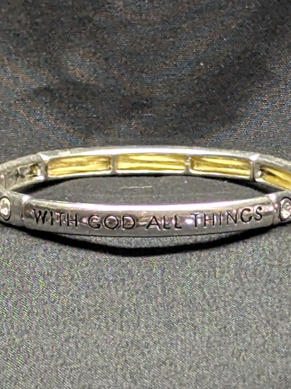 With God All Things Bracelet 2½" Wide Silver Plated With Clear Stones